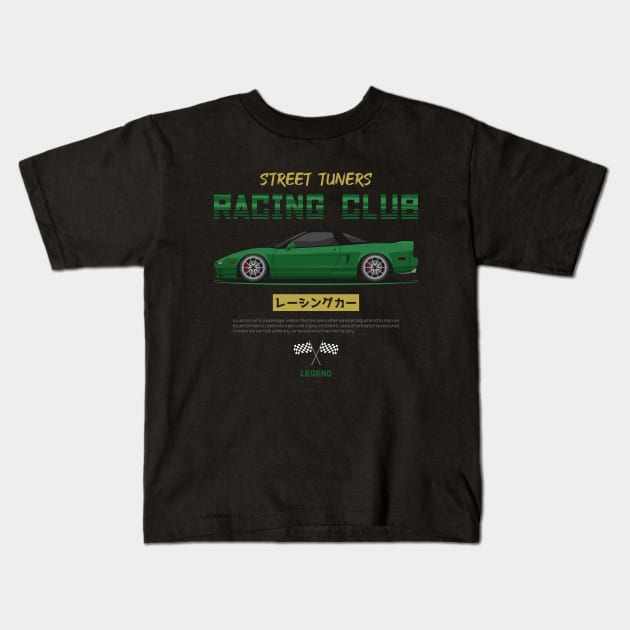 Midnight Racer Green NS X JDM Kids T-Shirt by GoldenTuners